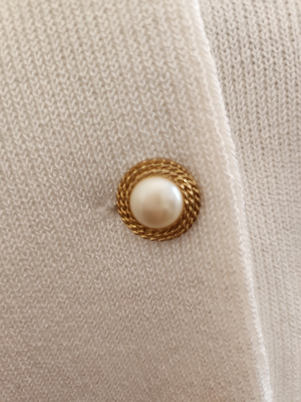 Vintage Leslie Fay Cream Double-Breasted Knit Blazer • Rich Girl • Size 14 - Picture 3 of 8